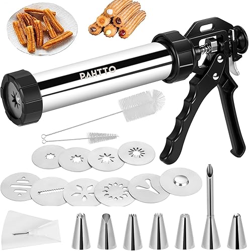 Miniatura 1 de Máquina para hacer churro, kit de pistola de churros de acero inoxidable, churro hueco, duradera, bolsa de tubería, relleno de churro, 6 boquillas