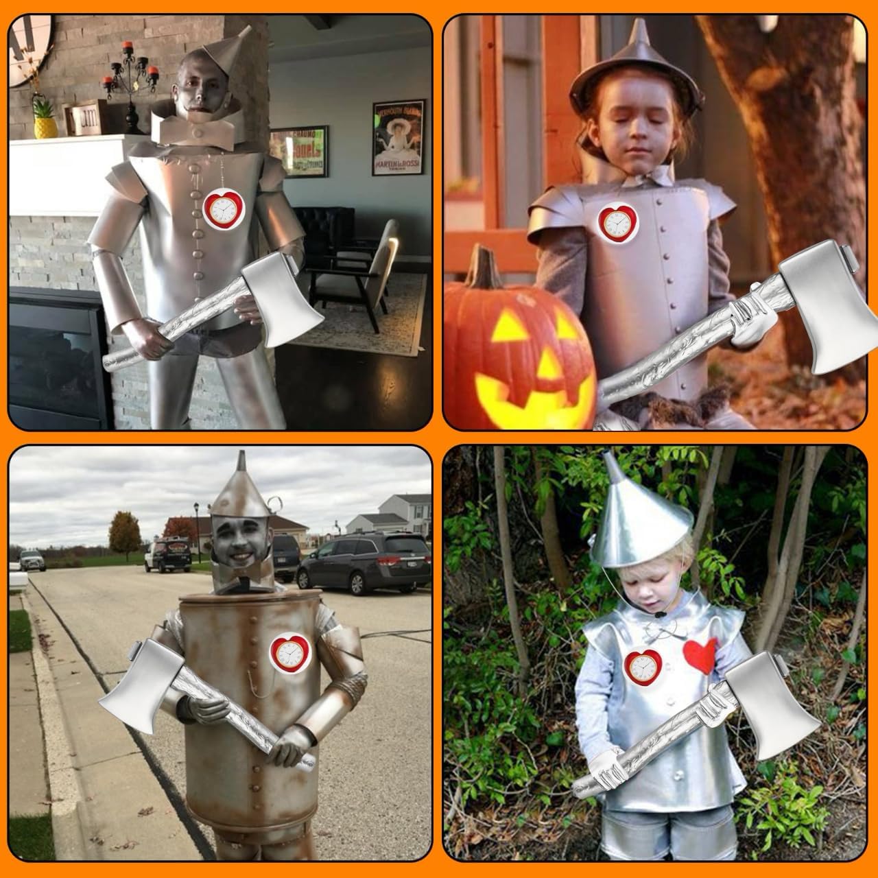 5Pcs Tin costume Accessories Set Adjustable Silver Funnel Hat Halloween Party Dress up - Image 4