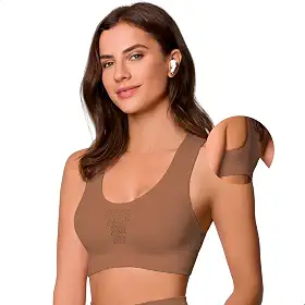 Top de Academia Fitness com Microfuros Alta Sustentação Sem Costura Poliamida Selene Feminino