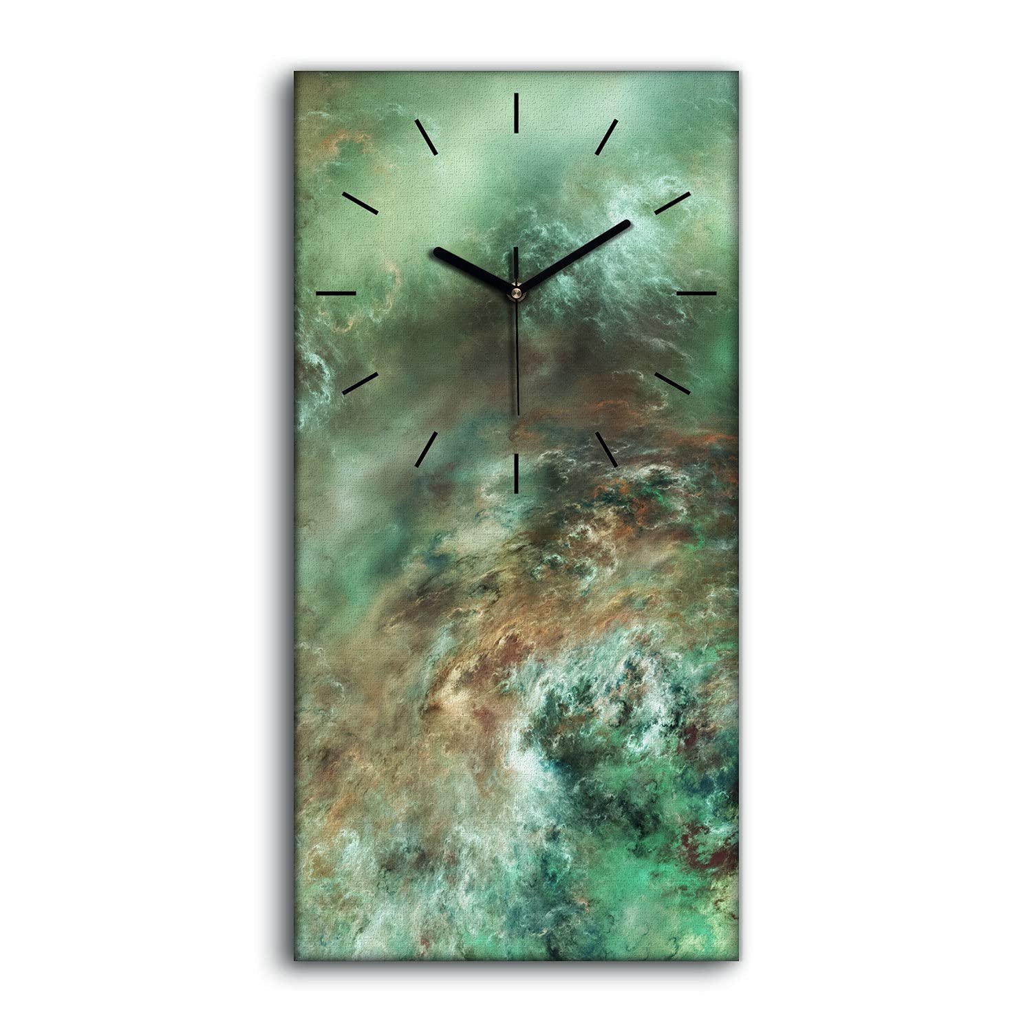 Horloge sur toile 30x60cm tableau moderne abstrait vert