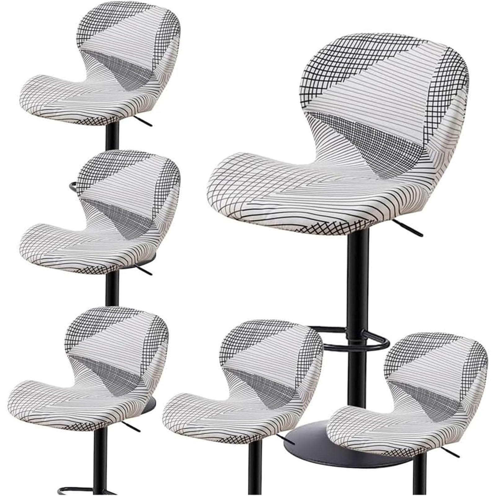 Leomix Juego de Fundas para taburetes de Bar con Estampado elástico de 1/2/4/6, Funda para taburetes de Bar giratoria Ajustable, Fundas Protectoras para taburetes de Bar para,O,6pack