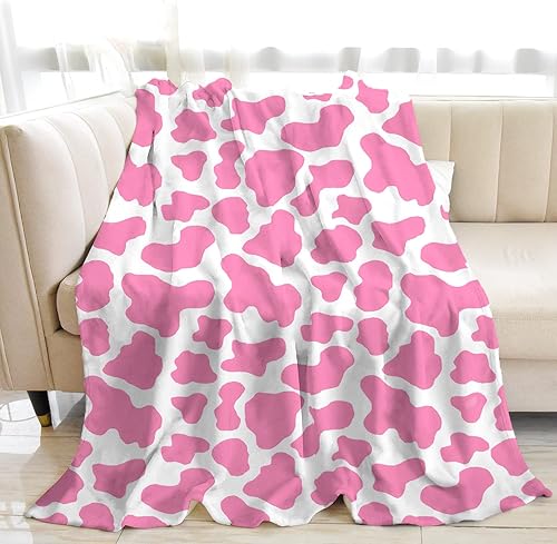 Mantas y mantas con estampado de vaca rosa, lindas mantas para adolescentes, manta de vaca para adultos, manta de bebé de vaca para niñas, manta