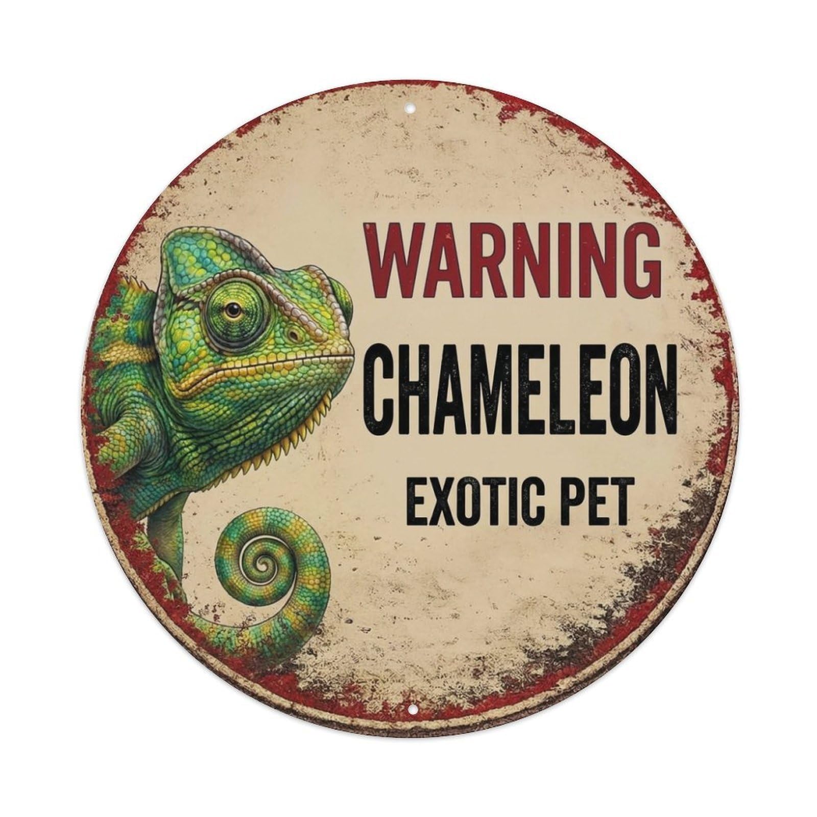 Tgrcjimh Style Metal Tin Sign Vintage Warning Chameleon