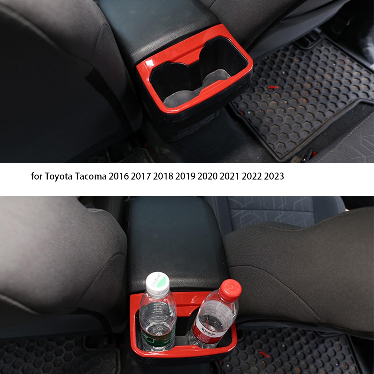 Rear Water Cup Holder Cover for Toyota Tacoma 2016 2017 2018 2019 2020 2021 2022 2023 Red Interior Center Consoles Decoration Car Accessories ABS