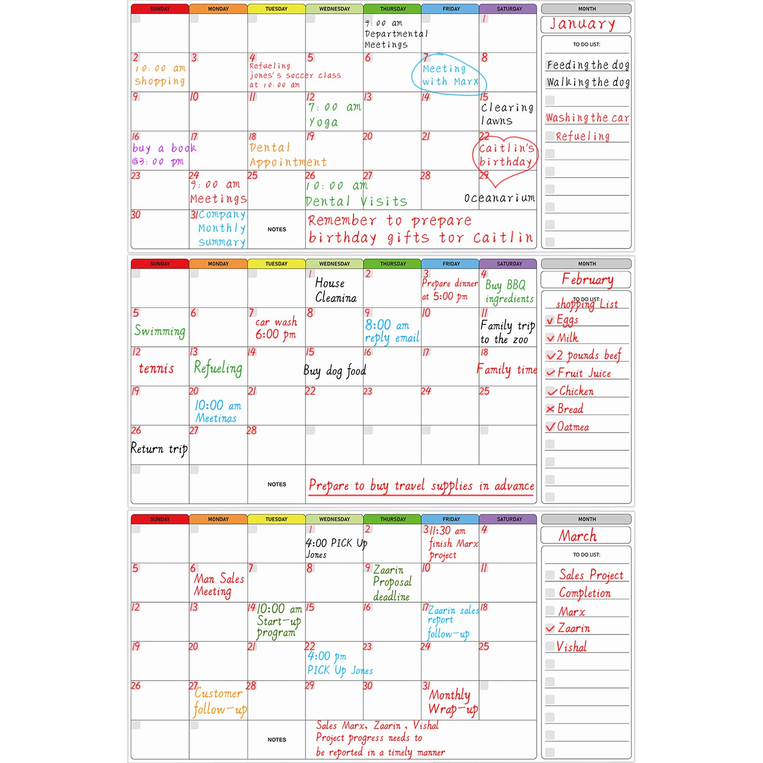 Amazon.com: Large Dry Erase Calendar for Wall - 3 Month Wall Calendar Board  (3-in-1), 30" x 45" Erasable Monthly Planner Board with 18 Round Stickers,  Reusable Quarter Organizer for Home, Office, School :
