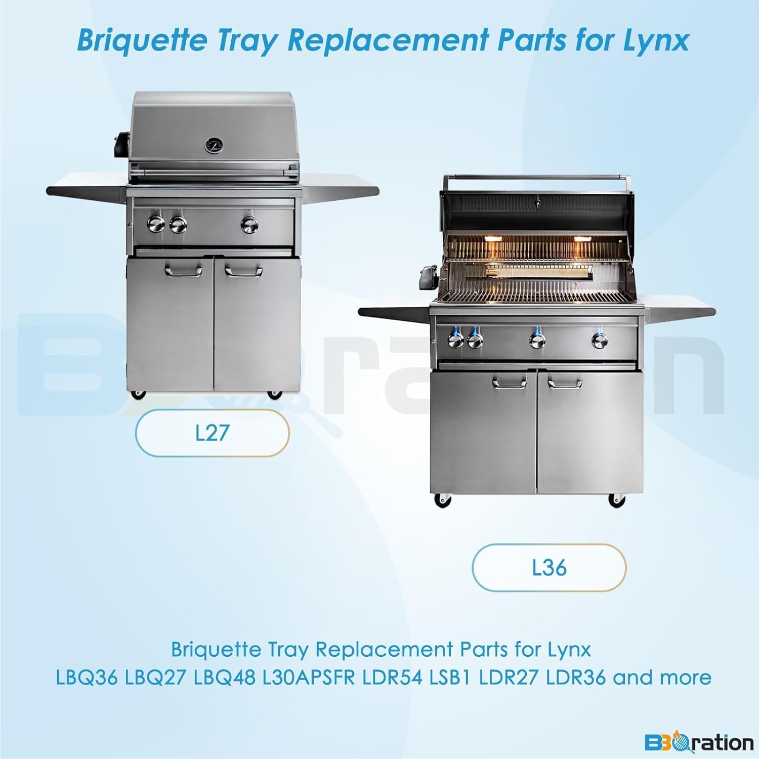 Briquette Tray for Lynx LBQ36 LBQ27 LBQ48 L30APSFR LDR54 LSB1 LDR27 LDR36 Stainless Steel Heat Shield Replacement Parts for Lynx Premier Series Grills