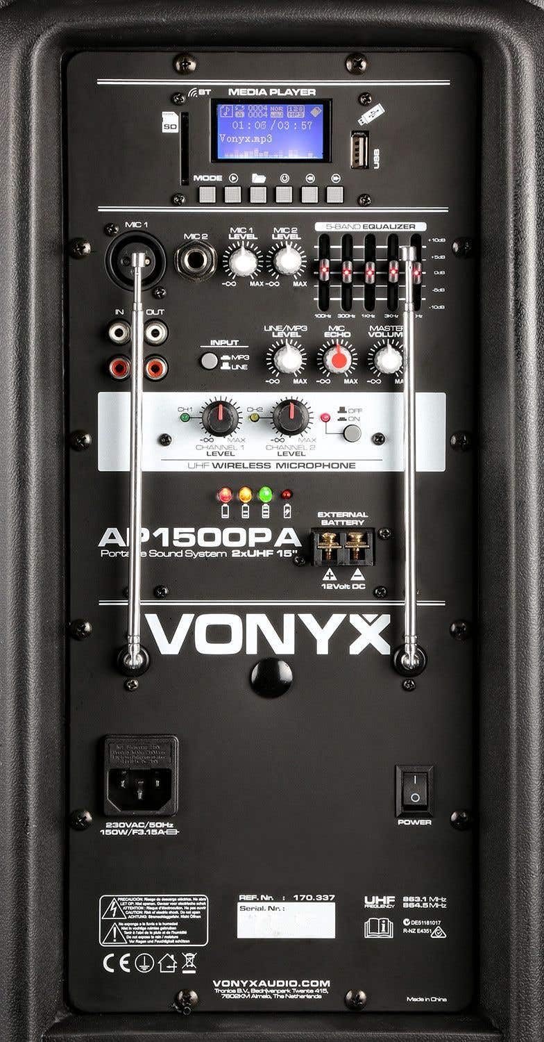 Vonyx AP1500PA - Sistema PA Portatile 800W con Microfoni