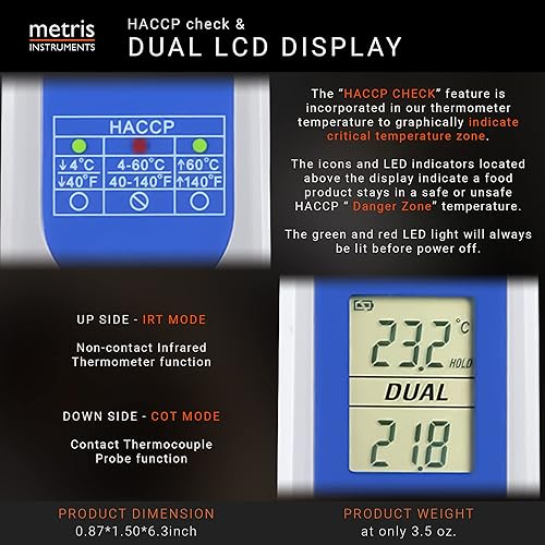 Miniatura 6 de Termómetro digital para cocinar carne de lectura instantánea infrarroja digital con sonda para cocina, parrilla exterior, ahumador de barbacoa,