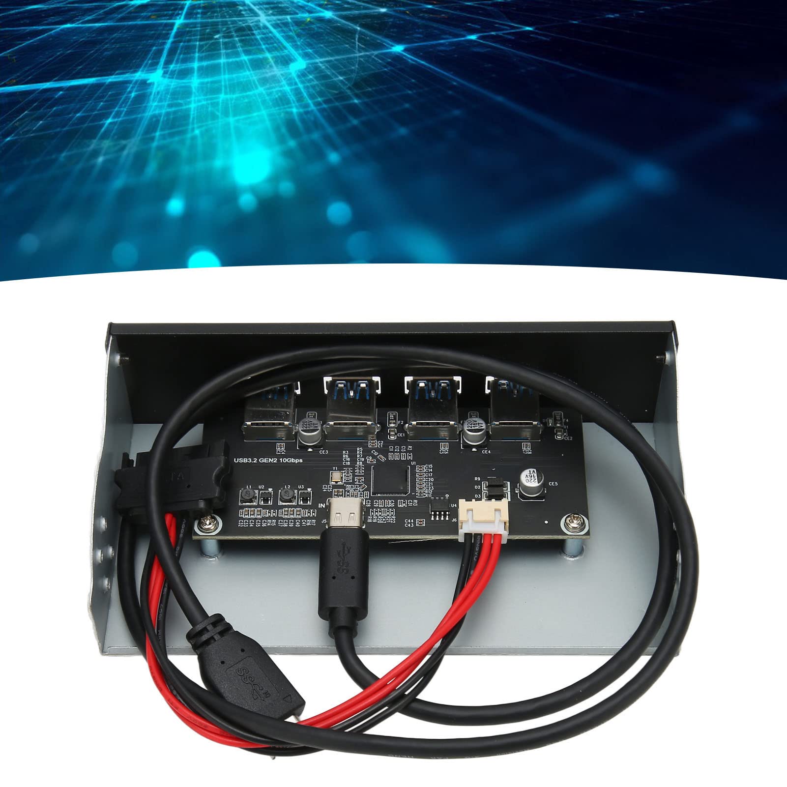 Hub USB 3.2 na Przednim Panelu, 5,25 Cala 4 Porty Hub USB na Przednim Panelu z 4 Portami USB 3.2 GEN2, 10 Gb/s Napęd Optyczny Panel Przedni dla 7/8/10/2003, OS X, Linux