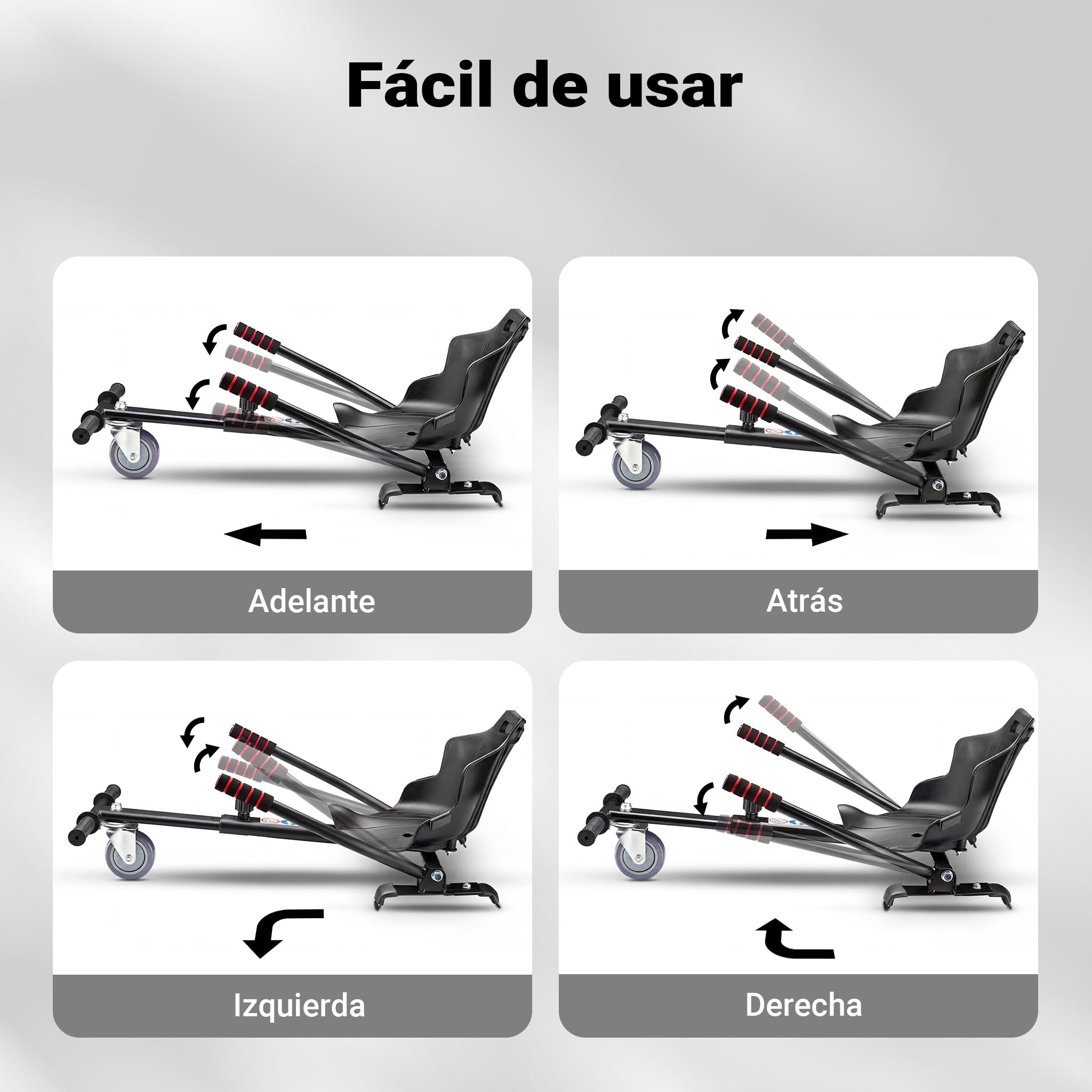 Asiento para patinete de equilibrio en color negro, asiento ajustable para patinete eléctrico