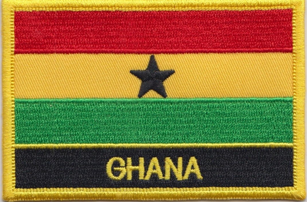 1000 Flags Ghana Flag Embroidered Rectangular Patch Badge/Sew On Or Iron On From