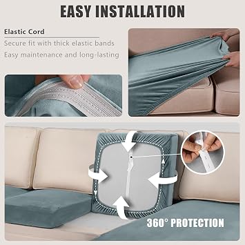 ANARACHON Sectional Couch Cushion Covers 4 Pieces Velvet Separate L Shape Couch Cover Stretch Sofa Slipcover Washable Furniture Protector (3 Seater+1 Chaise,Peacock Blue)