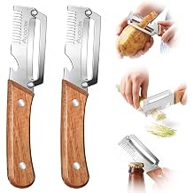 2 Pack Multifunctional Vegetable Peeler, 3-in-1 Peeler For Kitchen with Bottle Opener, Stainless Steel Peelers with Wooden Handle, Ergonomic Handheld Peeler for Peeling Vegetable, Fruit, Scallion