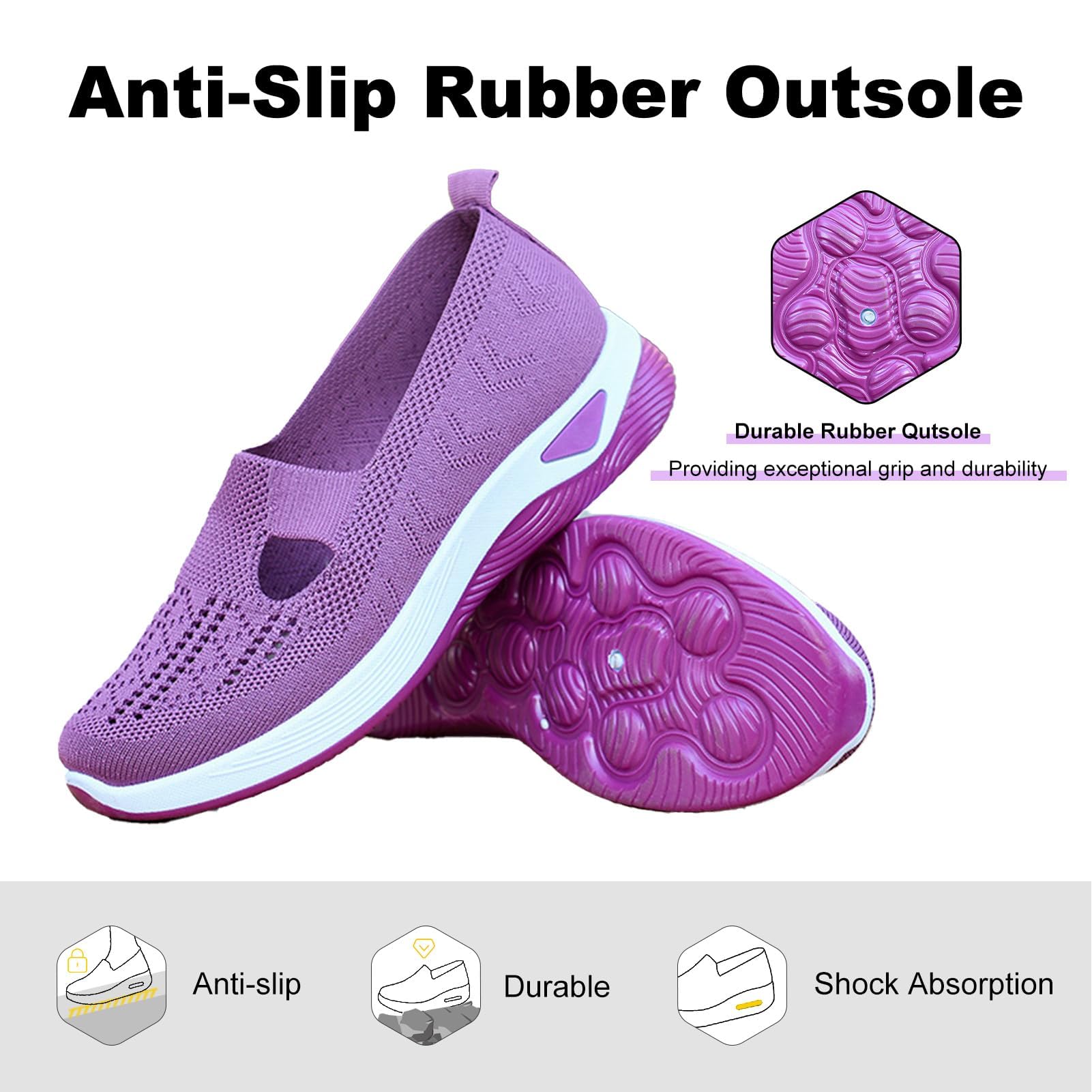 Zapatos Ortopédicos para Mujer con Malla Sin Cordones Antideslizantes Plataforma Ligeras