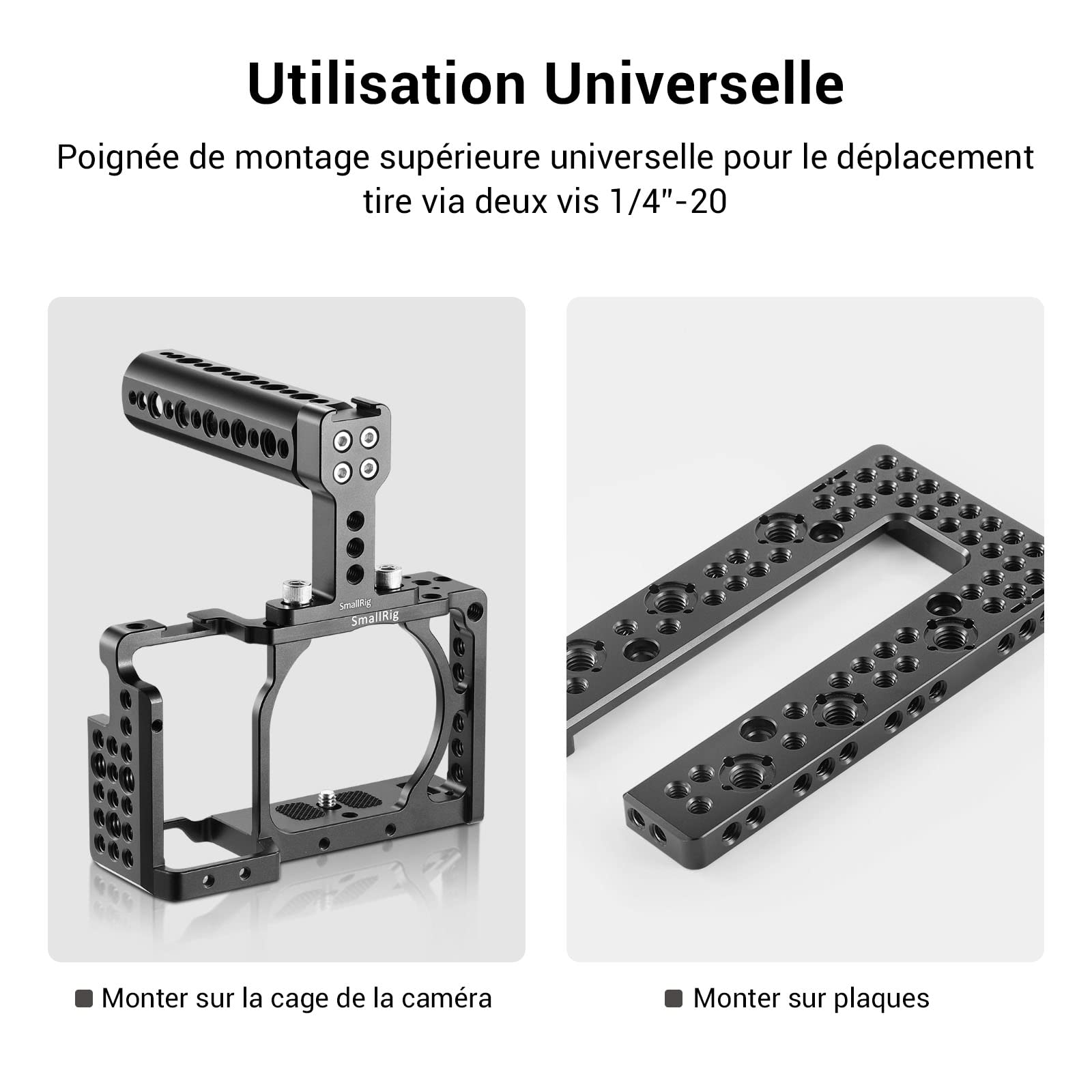 SMALLRIG Poignée Supérieure, Universel Poignee et Handle pour DSLR Camera Rig - 1638C