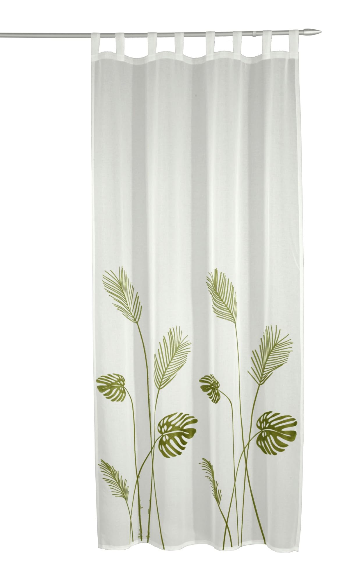 Voile avec broderie vert 135x235 rideau occultant léger prêt à poser