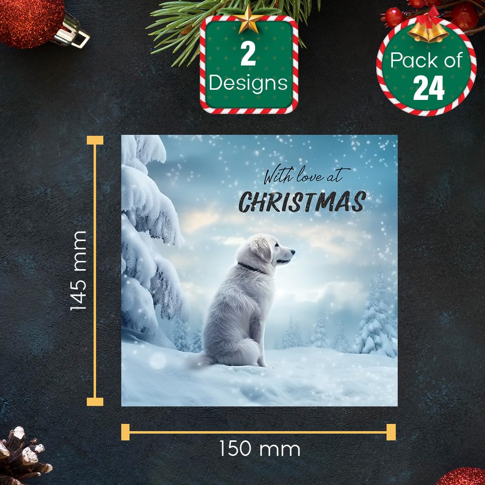 Papa Prints® Packs of Christmas Cards with Envelopes Xmas Cards Pack of 24 (145 x 150 mm) Westie Christmas Cards 2025 - Image 2