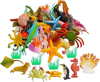 42pcs Plastic Ocean Animals Toys Realistic Mini Sea Creature Figure Toys Fake Under The Sea Creatures Bath Toys for Kids T...