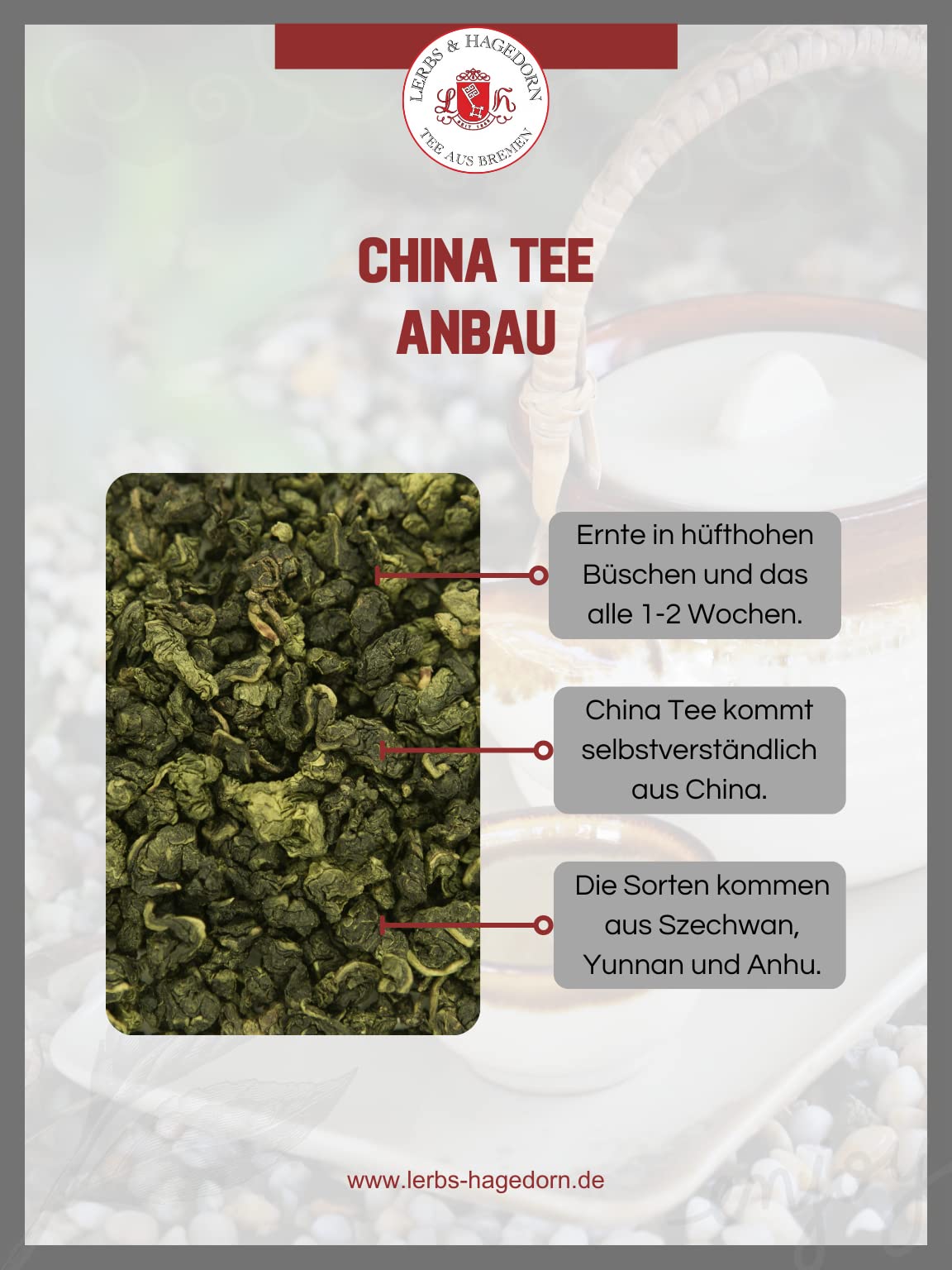 Lerbs & Hagedorn, Bio Tee China Pu Erh Tee |Weich, Aromatisch 1kg (ca. 81 Liter) Oolong-Tee, Traditionelle Fermentation