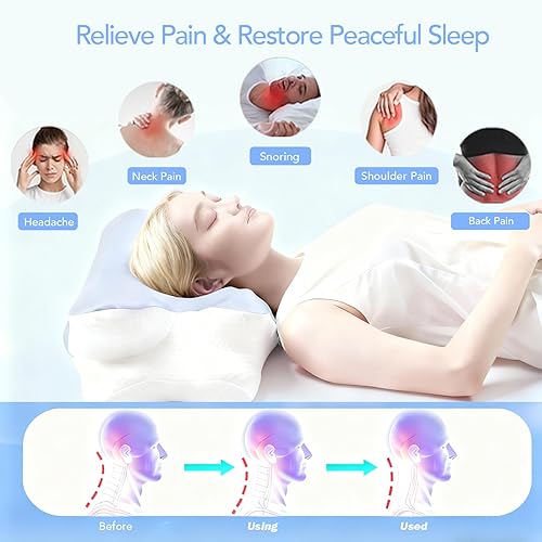 Miniatura 3 de Almohada cervical Emberlynn para dormir de lado, almohada cervical para aliviar el dolor de cuello, almohada de espuma viscoelástica de contorno