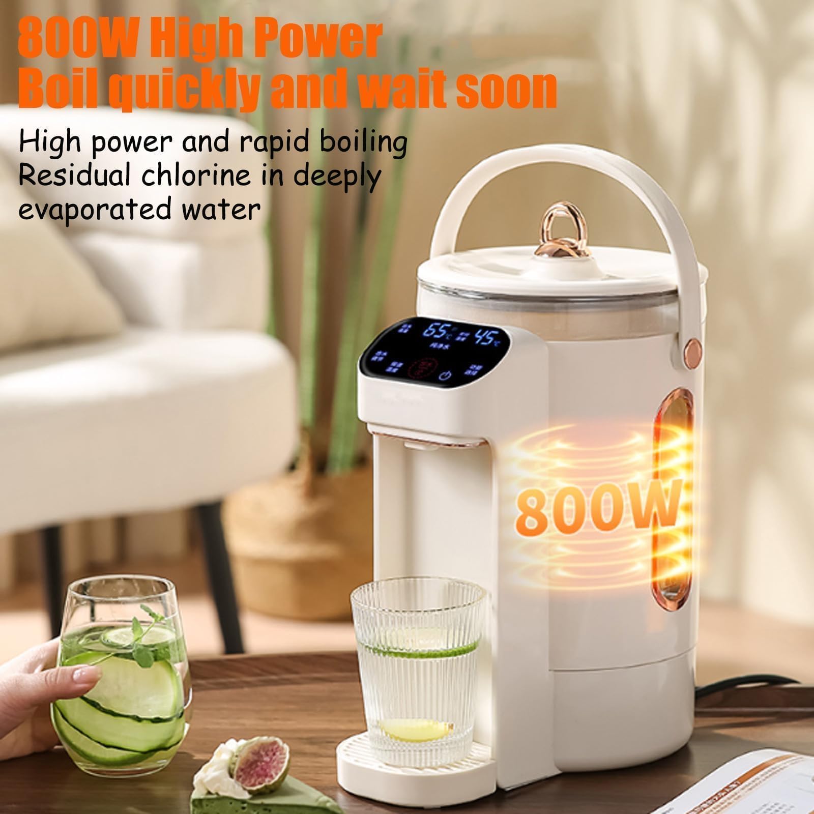 Erogatore istantaneo di acqua calda da 3 l, con 6 temperature e 7 volumi, touch screen LED, riscaldamento rapido in 3 secondi, per casa, ufficio e scuola