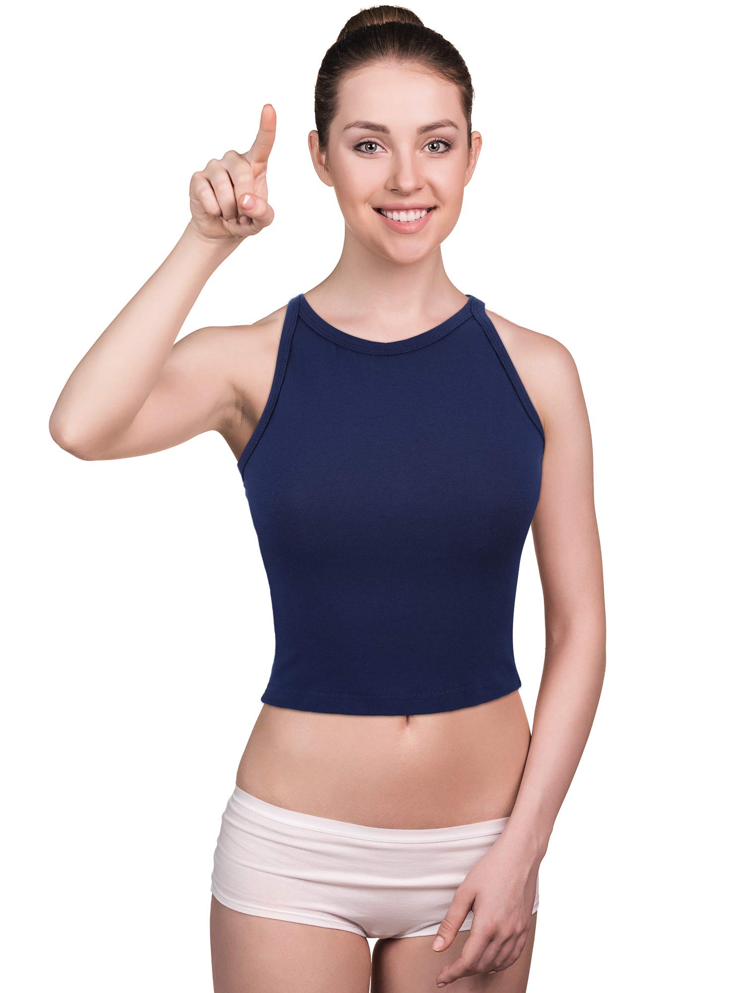 SATINIOR 4 Pezzi Crop Canotte di Base Donna Top Senza Maniche a Spalle Scoperte Top Sportivo in Cotone per Donna Ragazze Abbigliamento Quotidiano