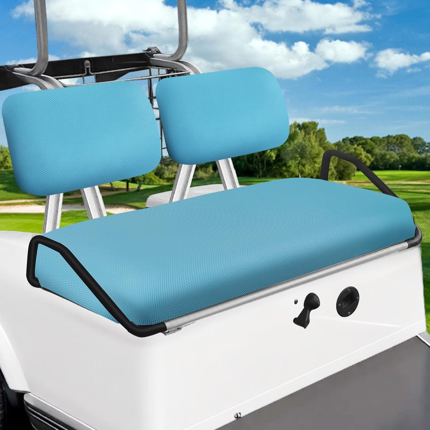 Universal Golf Cart Front Seat Covers Set Fit for Yamaha G22 G19 G16 G14 G11 G9 G8 G2, Club Car DS Pre-2000 OEM Ordinary Front Seat Cushion,Stretchy Washable Breathable Air Polyester Mesh Cloth