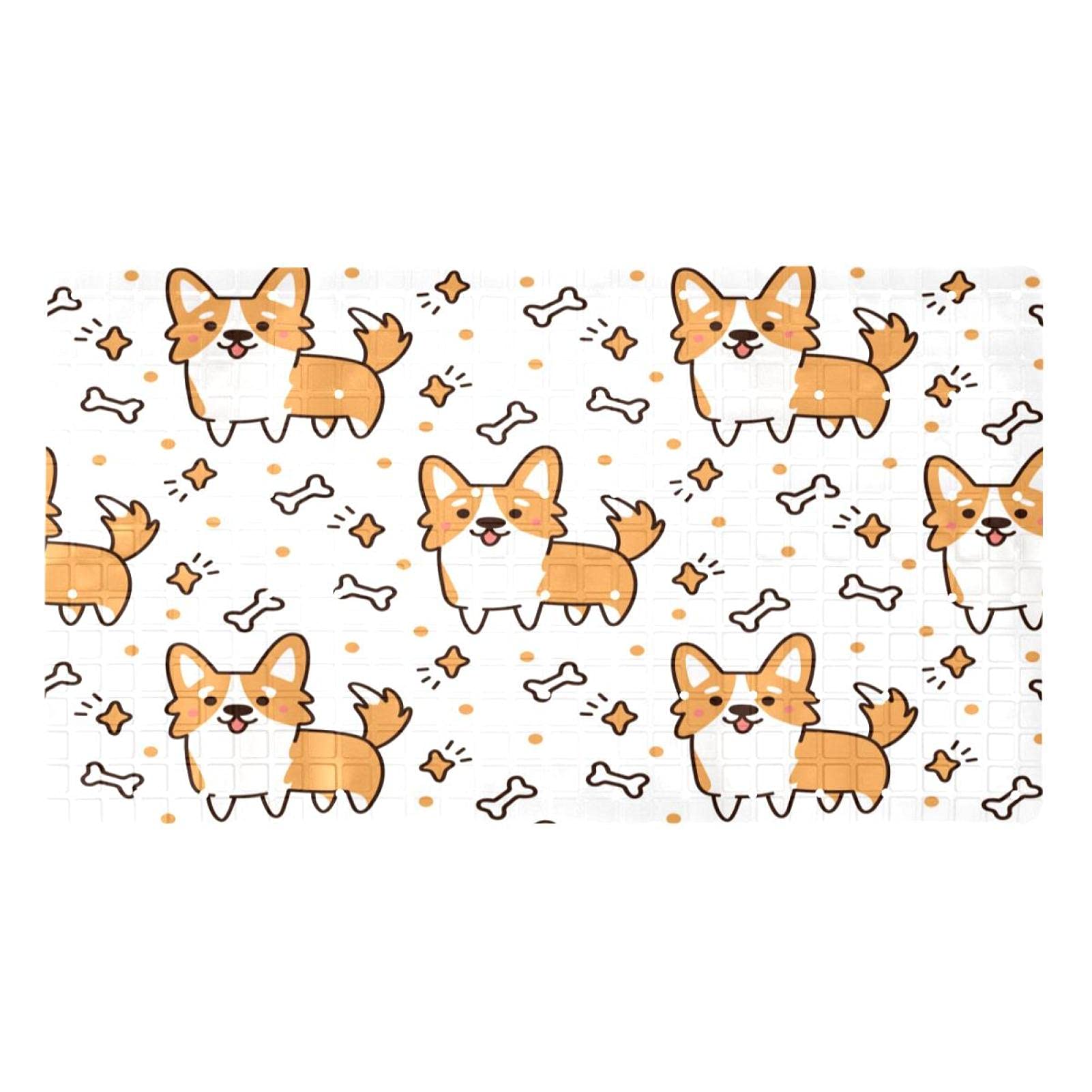 Tapis de bain antidérapant Corgi antibactérien sans BPA pour douche et baignoire