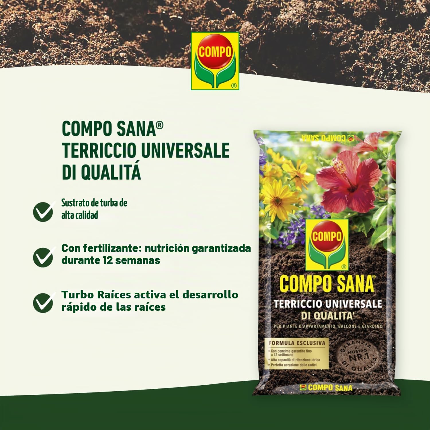Compo Sana - Sustrato universal, de calidad, en bolsa de 80 litros