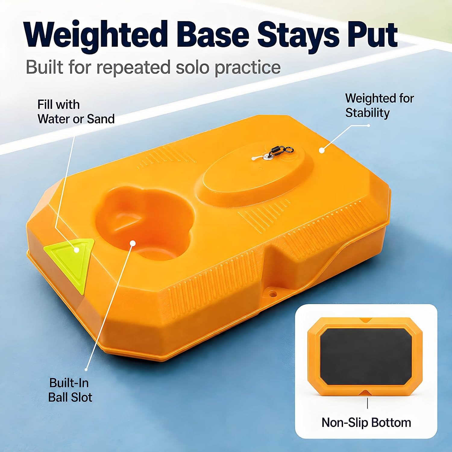 Tennis Rebound Trainer Set, Portable Solo Practice Tool with Heavy Duty Power Base, 3 String Balls, Filling Water Required, Indoor/Outdoor Tennis Training Equipment for Beginners&Advanced Players(ORG)