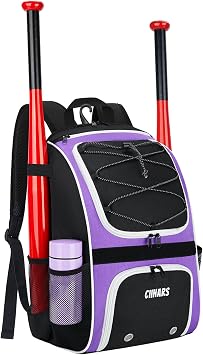 Youth Baseball Bag - Baseball Backpack Bat & Glove Holder, T-Ball & Softball Equipment & Gear,Large Main Compartment for Helmet & accessories, Fence Hook,Insulation Pocket