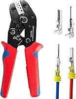 Amliber Ratchet Wire Crimping Tool for Open Barrel Terminals - Deutsch Delphi AMP Dupont TYCO 24-14 AWG Crimper