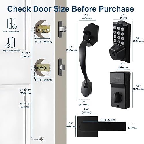 Miniatura 8 de Fingerprint Smart Door Lock, Keyless Door Lock with Handle, Built-in WiFi Keypad Deadbolt Set for Front Door, Waterproof Smart Electronic Deadbolt,