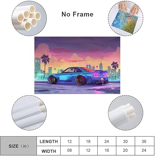 Miniatura 2 de Synthwave Vaporwave R32 - Póster de animé de palmera Jdm para automóvil, decoración de pared, pósteres e impresiones para dormitorio, sala de estar,