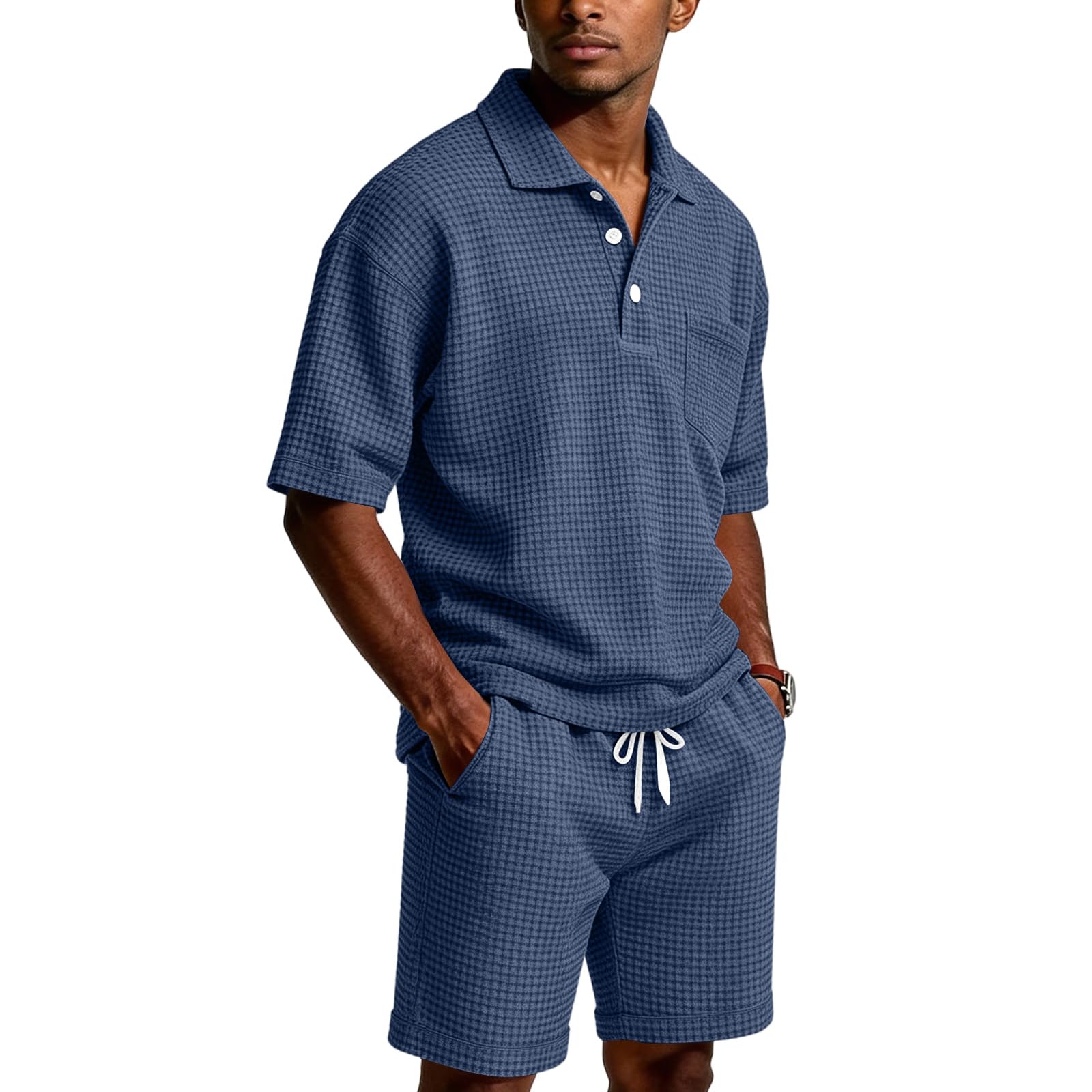 Ropa Hombre Eleganti Conjunto Verano Polos Manga Corta y Pantalones Cortos Chandal Verano Hombre