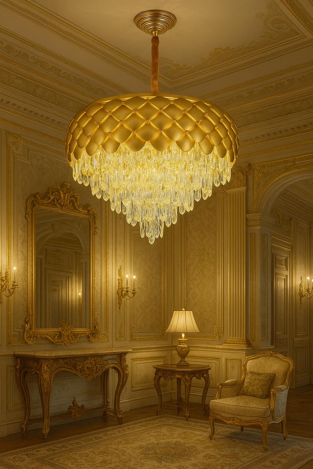kinis Crystal 3 Light (WW/WH/NW) Luxury Gold LED Chandelier Modern Ceiling Light with Teardrop Crystals for Living Room/Dinning Room/Kitchen/Bar/Resturents (400MM Chandelier)-image-41