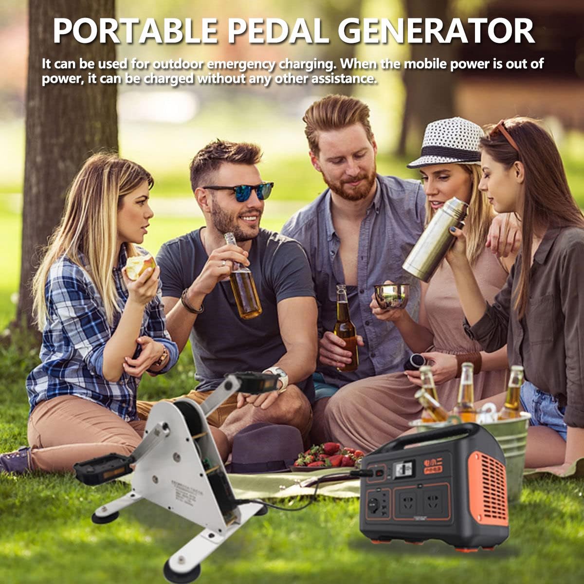 Generator Pedałowy, Generator Prądu Zasilany Nożnie, Przenośny Zasilacz Awaryjny 50 W/100 W Generator Do Roweru Treningowego Bezszczotkowy Generator Dużej Mocy,50W