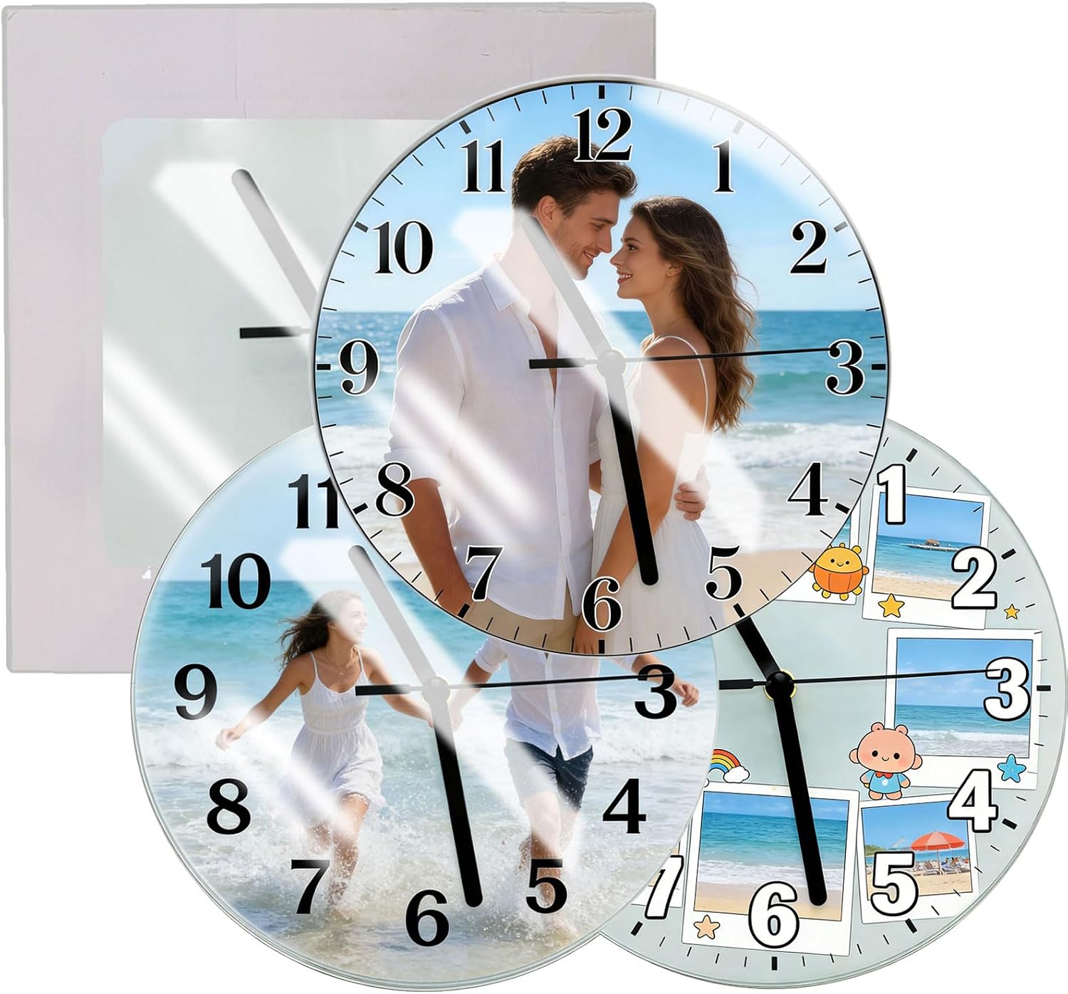 20 Pack 7.8in Sublimation Clock Blanks Glossy Tempered Glass Round Clocks Wall Photo Frame Clock for Bedroom Living Room Home Decor Office Gifts