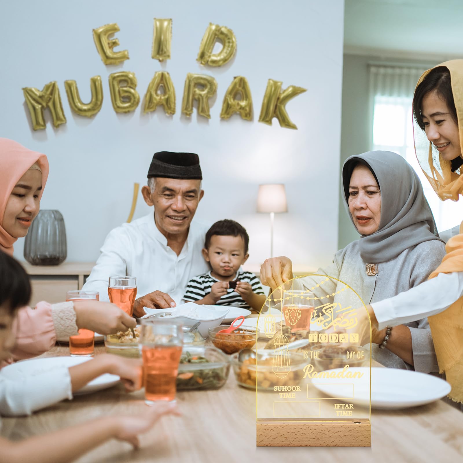 Baquler Calendario dell'avvento del Ramadan a LED con panno cancellabile, regalo per Ramadan, calendario dell'avvento 2025, fai da te, decorazione da tavola Ramadan, decorazione per la tavola del