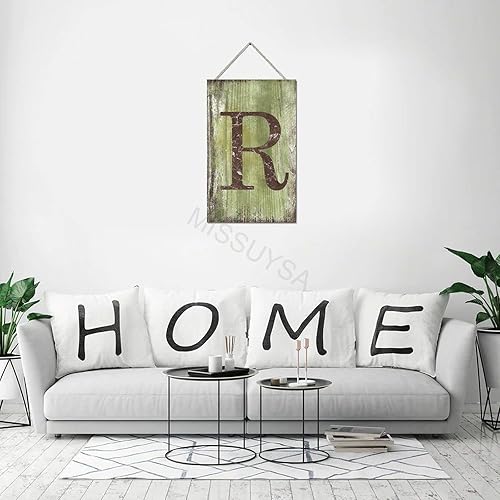 Vista 229 de Letrero colgante de madera con letra J, letrero de madera para decoración del hogar, 26 letras del alfabeto de metal, placa de madera, decoración