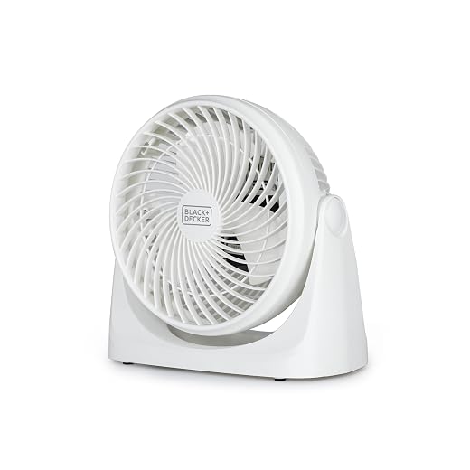 BLACK+DECKER 7-Inch Portable Turbo Fan, 3-Speed Settings, BFTU107W, White | Portable Fan with 3-Speed Settings, Personal Cooling for Table with 90° Tilt Angle Fan, Lightweight for Bedroom or Office