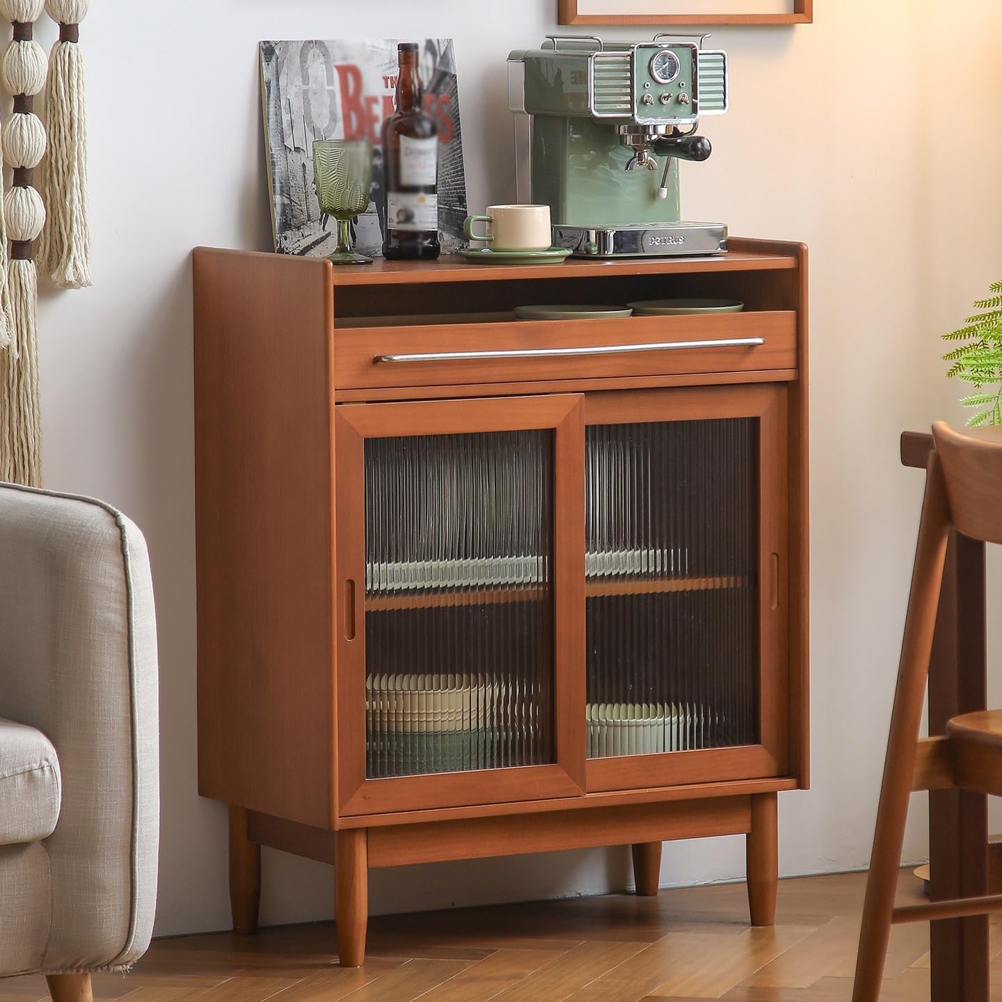 Sideboard Cabinet Home Wooden Kitchen Side Storage Table, Bedroom Retro Bedside Table, Living Room Wall Storage Cabinet Sideboard Cabinet with Storage