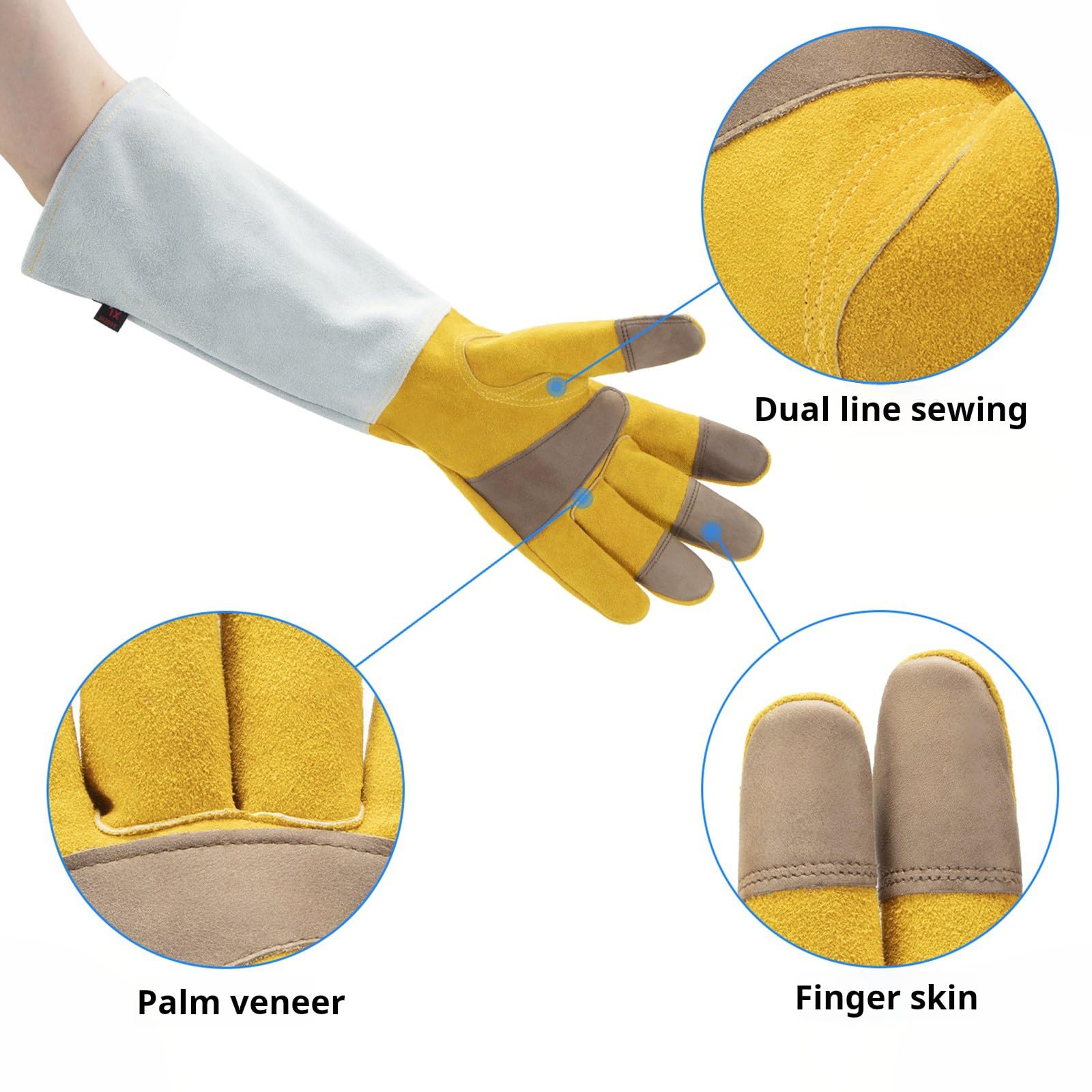 Guantes de jardinería de cuero grueso para hombres y mujeres con protección extendida contra espinas y objetos afilados