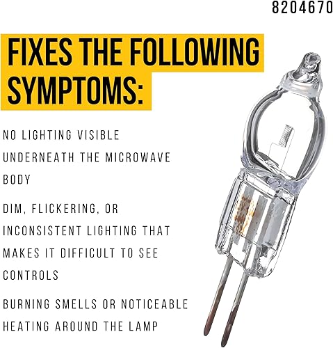 Miniatura 3 de PartsBroz 8204670 - Bombilla de superficie compatible con microondas Whirlpool KitchenAid Kenmore - Sustituye a AP3180923 1018246 8169418 8184302