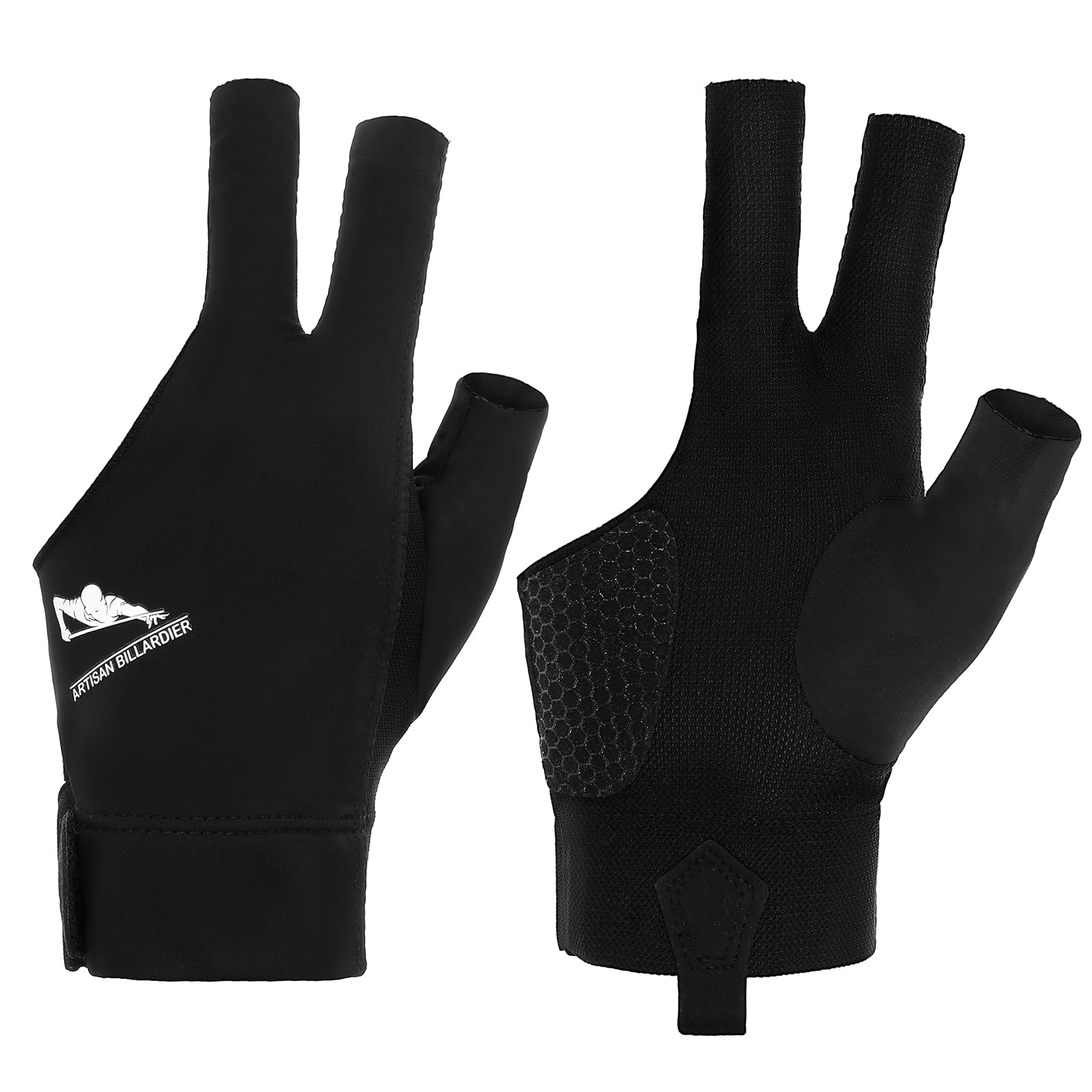 Guantes de billar para mano izquierda, guantes de billar para hombres, proceso de empalme, taco de billar, guantes deportivos, tallas populares, guantes elásticos de 3 dedos, guantes de billar