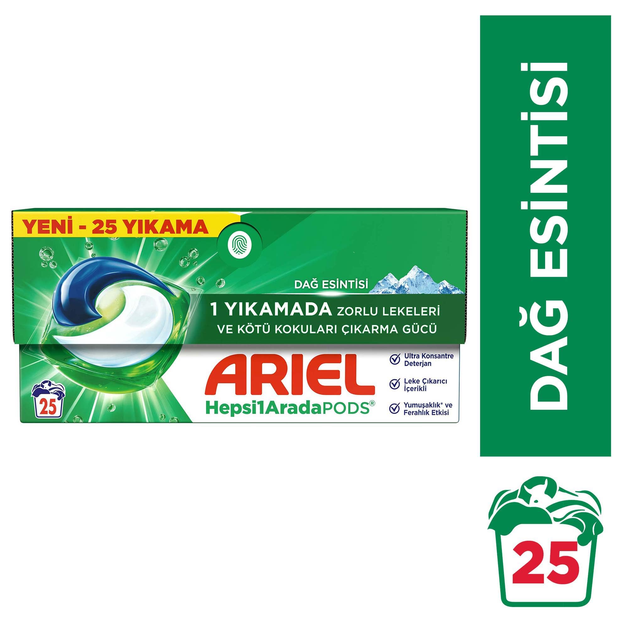 Ariel Hepsi1Arada PODS Kapsül Çamaşır Deterjanı Beyazlar ve Renkliler 25 Yıkama (3 paketi)