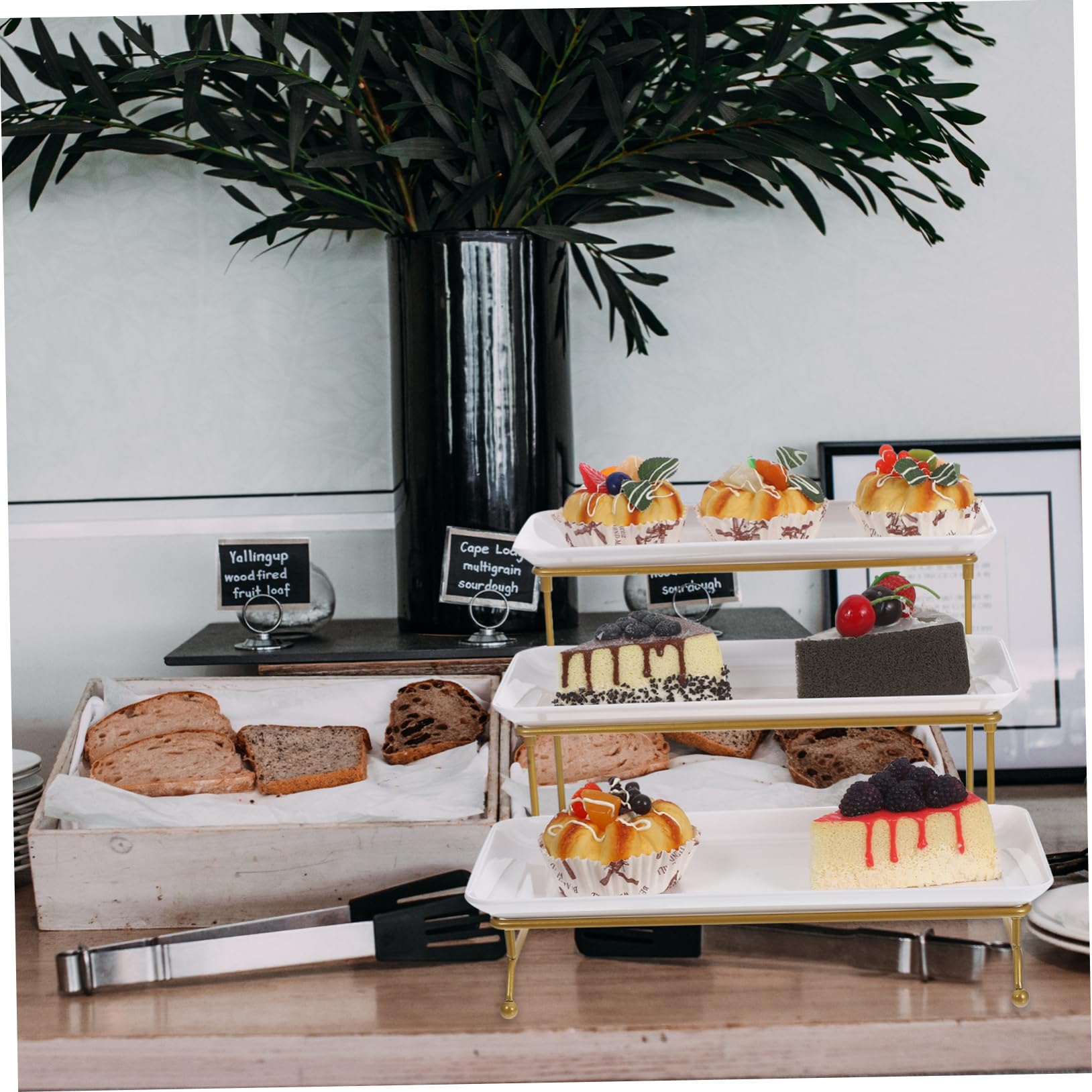 Gatuida Alzata da Portata per Cibo Vassoi da Portata per Buffet e Feste Supporto per Torta e Dessert in Plastica Bianca Esposizione di Cibo Pratica e Elegante per Tavolo da Dessert
