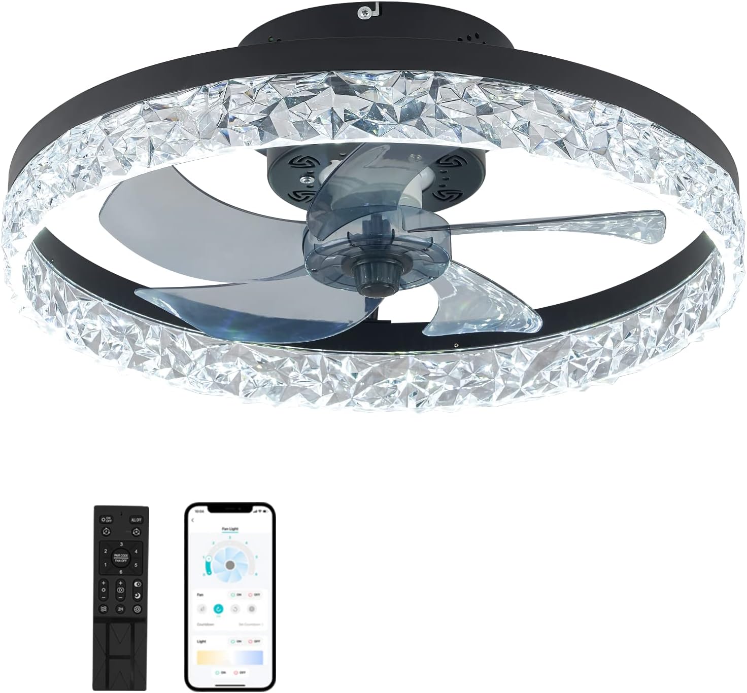 Pitosar Ceiling Fans with Lights 19.69", 31W Ceiling Lights with Remote