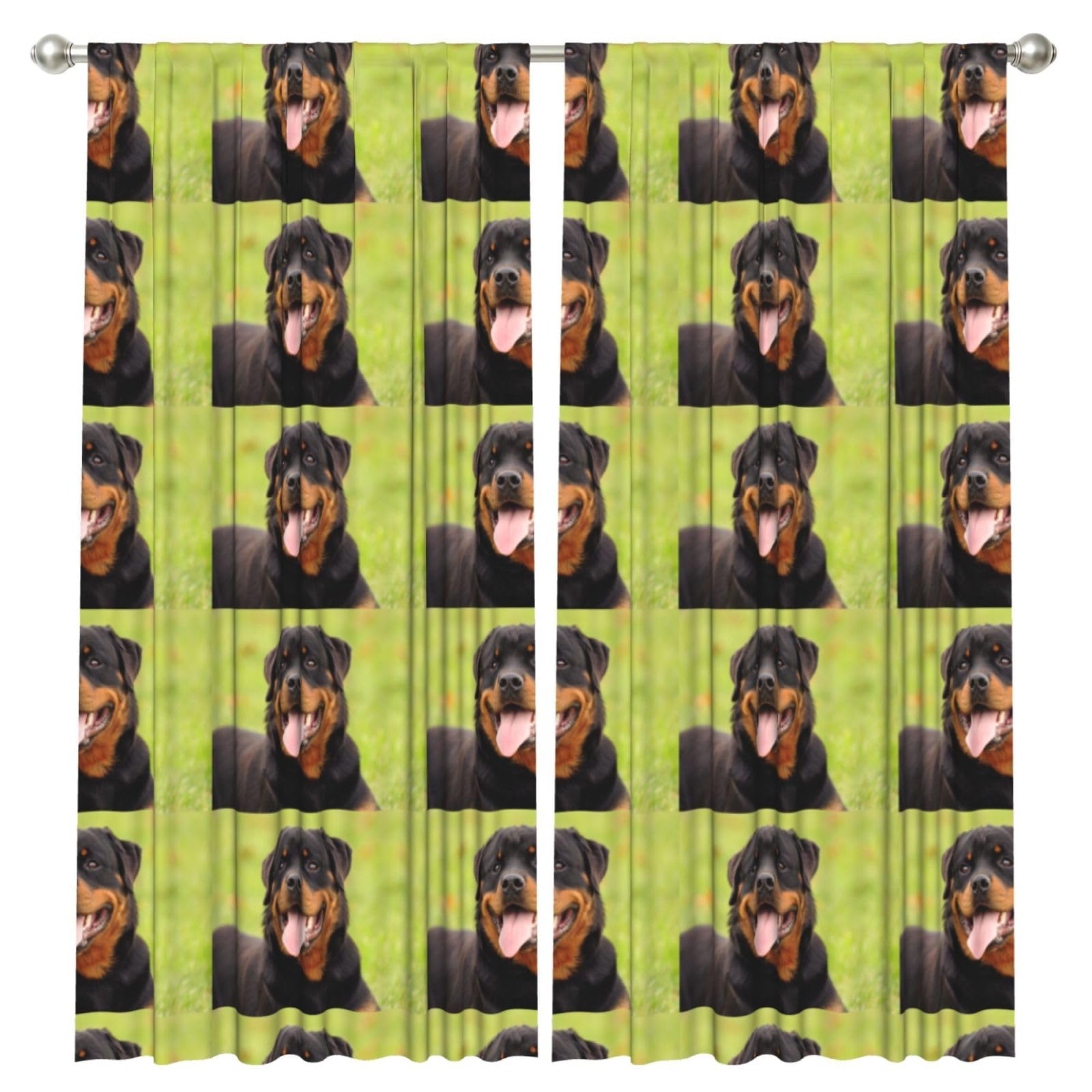 InOmak Rottweiler Printed, 2 Panels Window Curtains 52 x 84 Inch Blackout Curtains for Living Room Bedroom