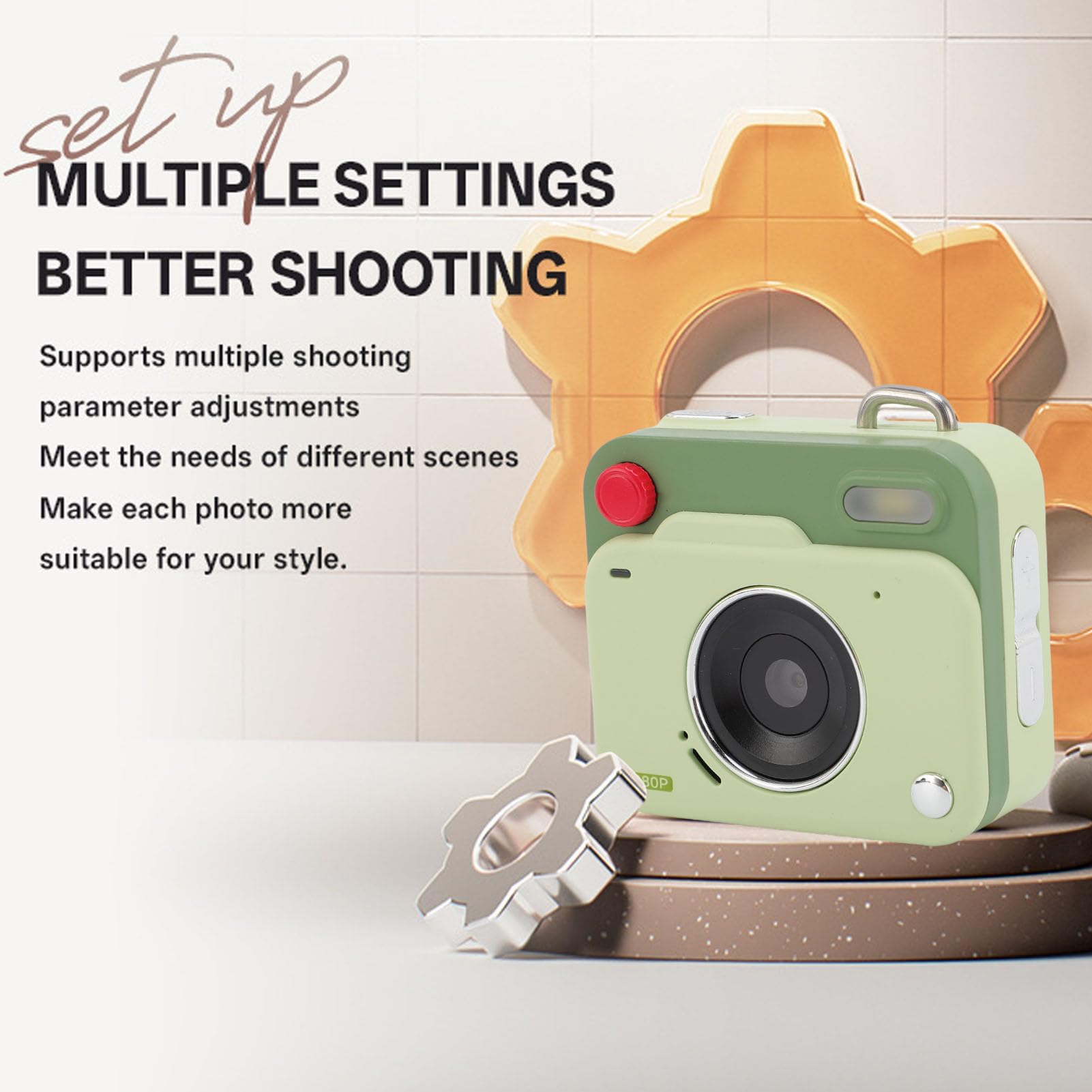 Petite Caméra Numérique pour la Photographie, 1080p 48MP Camera Compact Vlogging avec écran de 1,77 Pouce OTG Partage de Caméscope de Trousseau (Green)